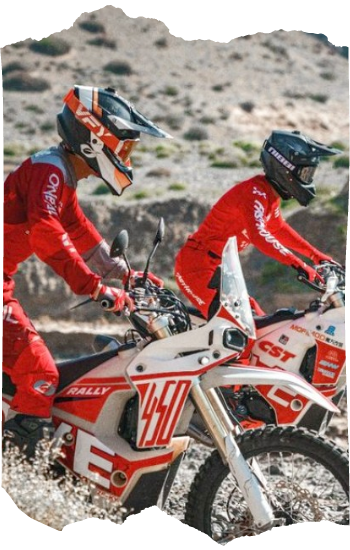 two red kove 450 rally bikes